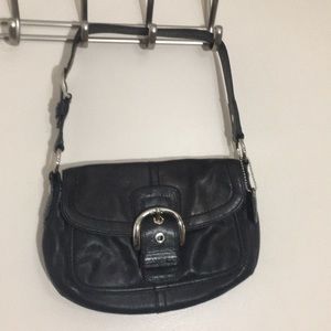 Coach black leather shoulder bag
